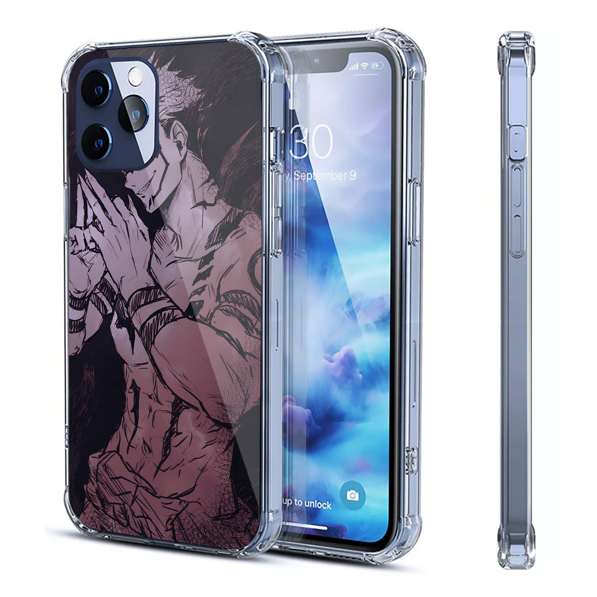 （画像用） 呪術廻戦 Jujutsu Kaisen 【iPhone 12シリーズ対応】透明スマホケース（クリアソフトケース）